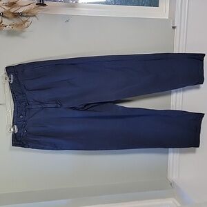 Faconnable navy lightweight cotton cuffed hem pleated trouser/pant